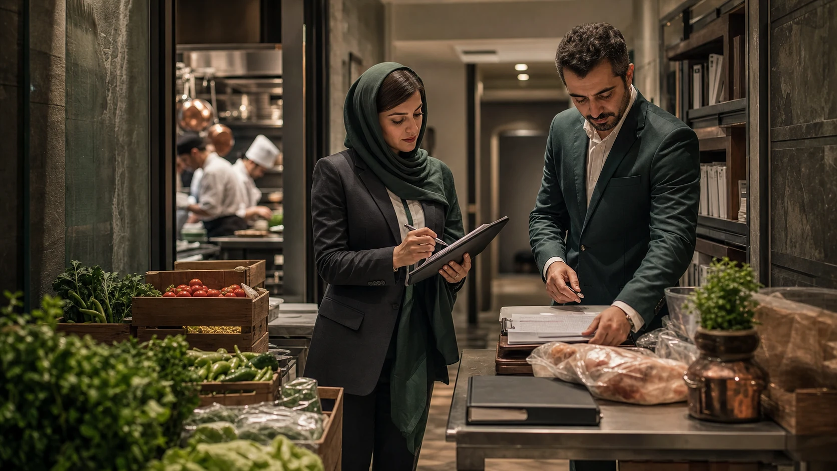 کنترل تحویل مواد غذایی و اسناد خرید در یک هتل ایرانی