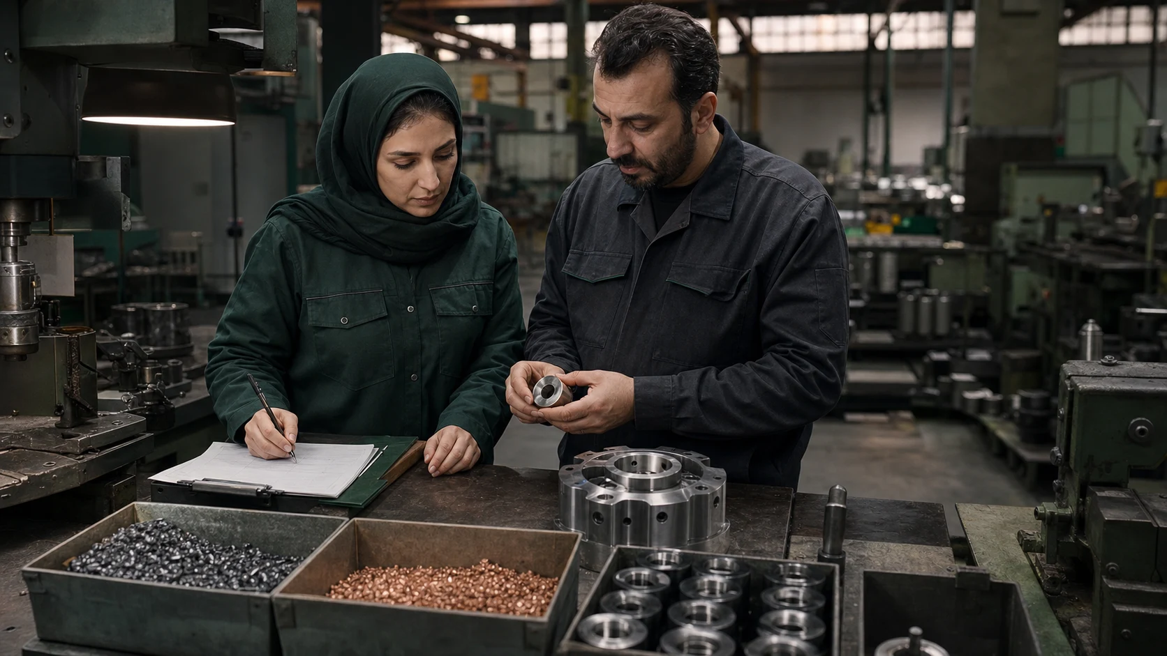 بررسی مواد اولیه و قطعهٔ نهایی در کارخانه